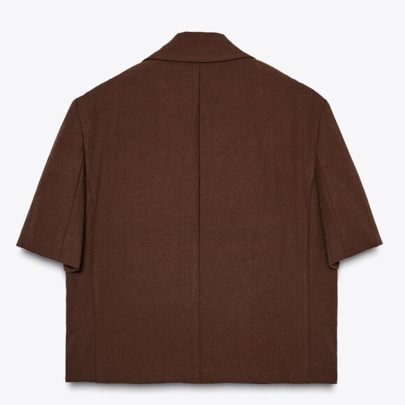 Zara CROPPED SHORT SLEEVE BLAZER, brown, XS - Picture 5 of 5